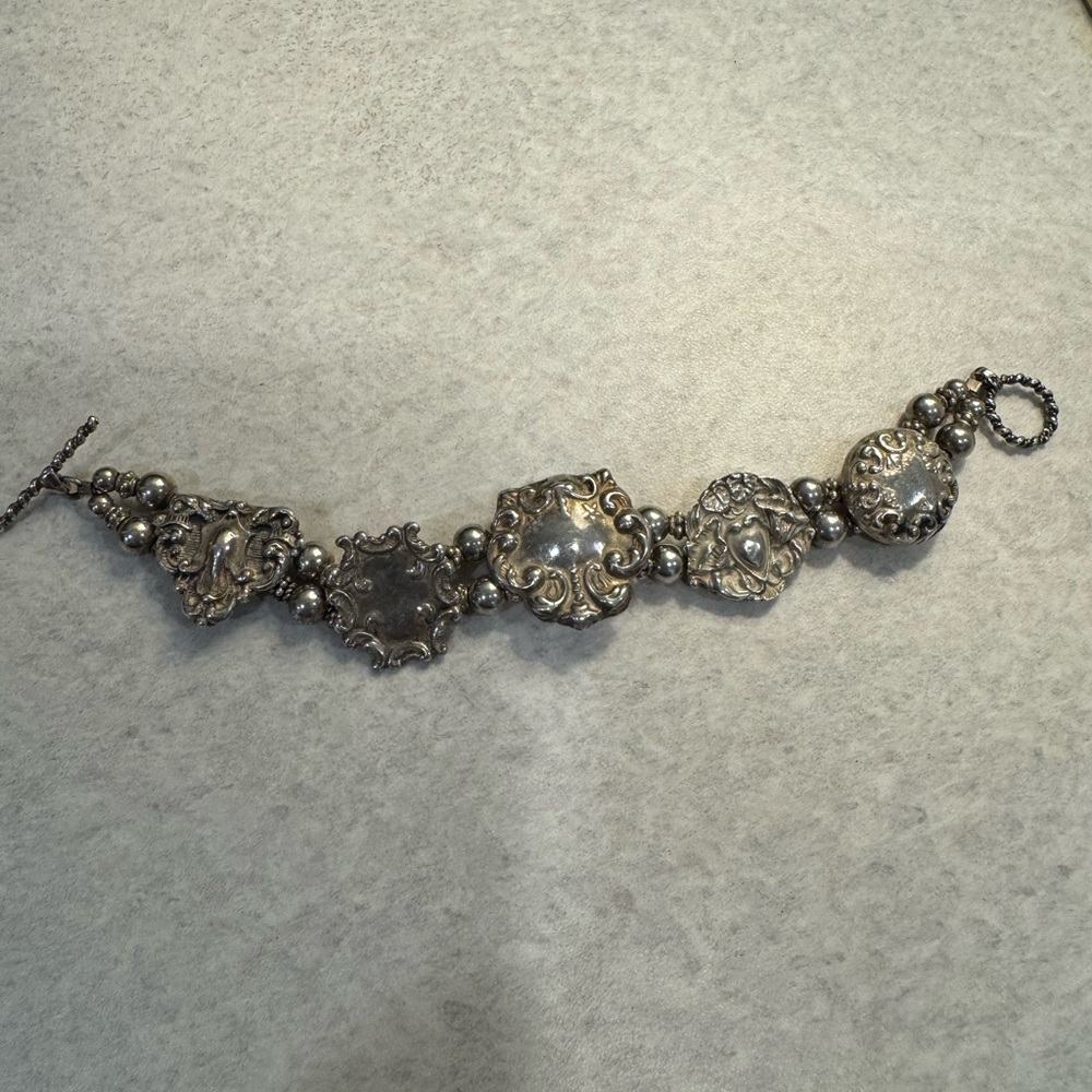 Victorian Luggage Tag  Sterling Silver Bracelet for Women